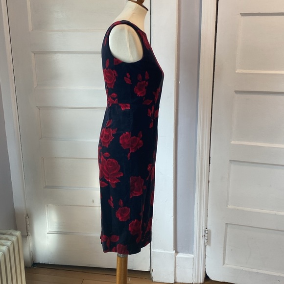 Talbots Black and Red Floral Velvet Dress, Size 4P - Picture 7 of 15